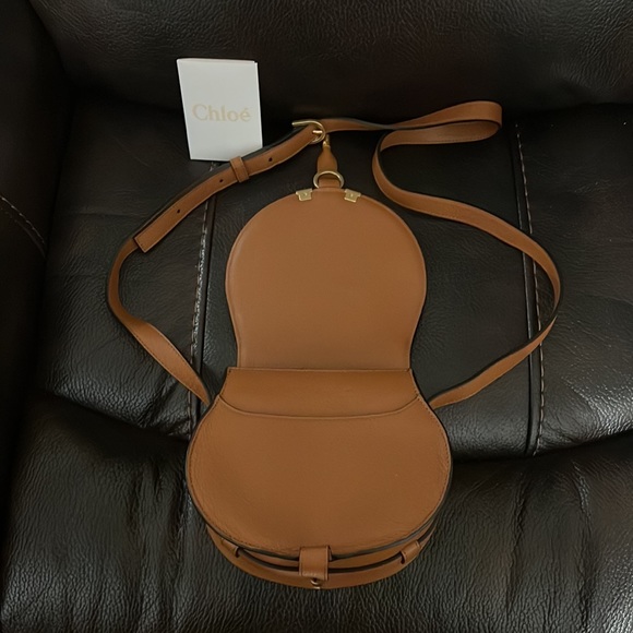 Chloe tan studded leather Marcie saddle crossbody bag NWT - Picture 13 of 14